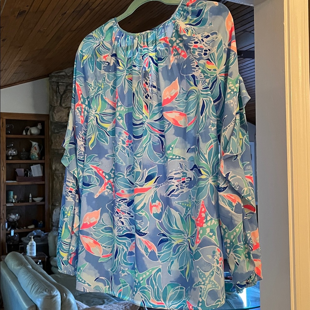 Floral Blue Women's Top Lilly Pulitzer - Picture 5 of 11